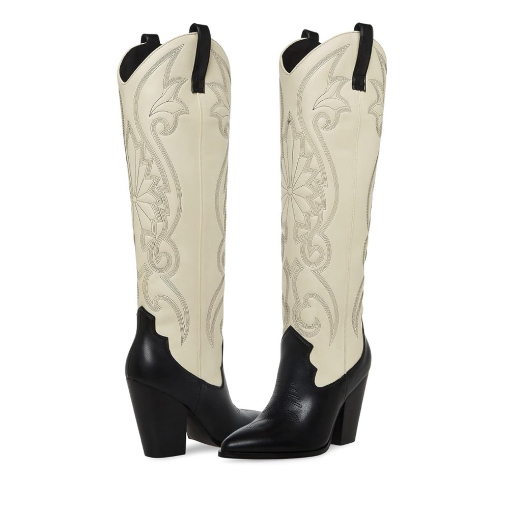 🆕 Steve Madden Lasso boot in black and bone SZ 10